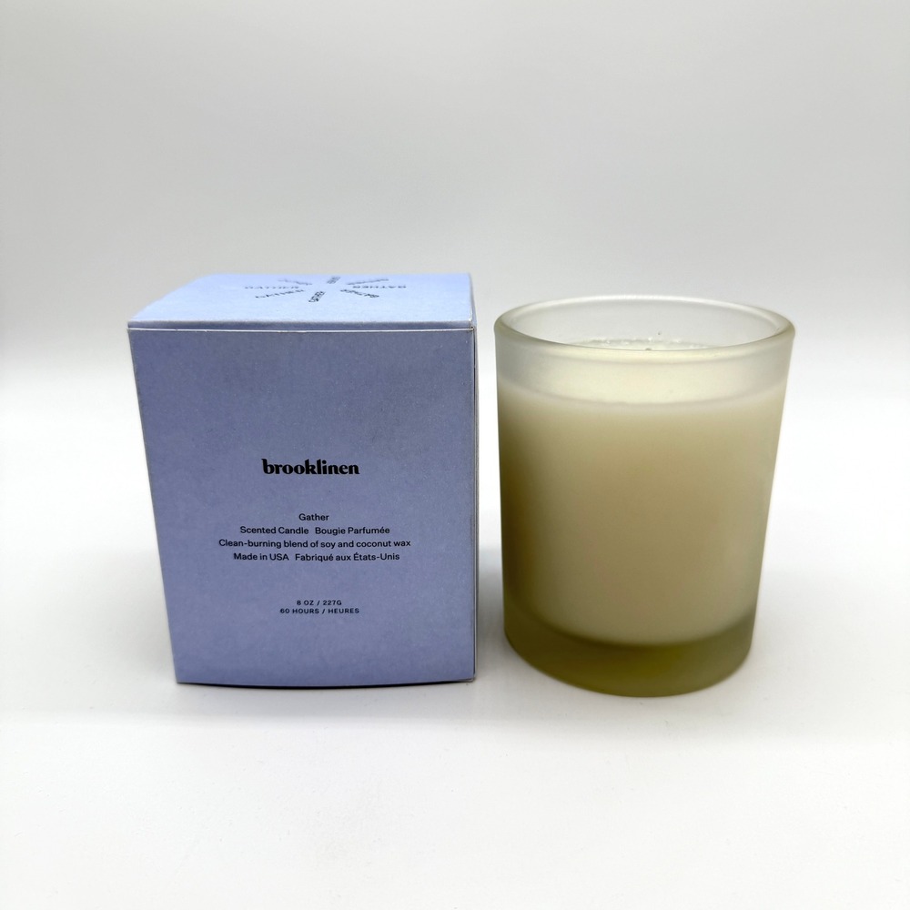 BROOKLINEN Gather Glass Jar Candle 8 oz Blue Scented Soy Coconut Wax Blend NEW - Picture 8 of 12